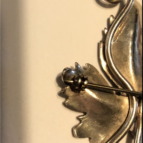 Vintage Mexico Taxco Signed Grapes Leaf Brooch Pin - Picture 3 of 8